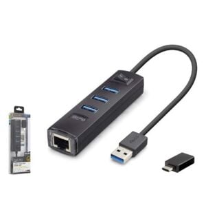 iETOP RJ4503 USB Type-C 3.2 Gen1 Combo Anahtarlı Hub Gigabit LAN 4 Port 5 Gbps Siyah