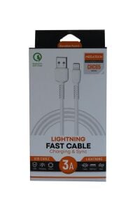 Megatech CHC65 3.0A 1mt Lightning Beyaz Şarj Kablosu