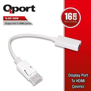 QPORT Q-DP-HDB 0.15metre DP-HDMI Grnt Adaptr Beyaz 1080p