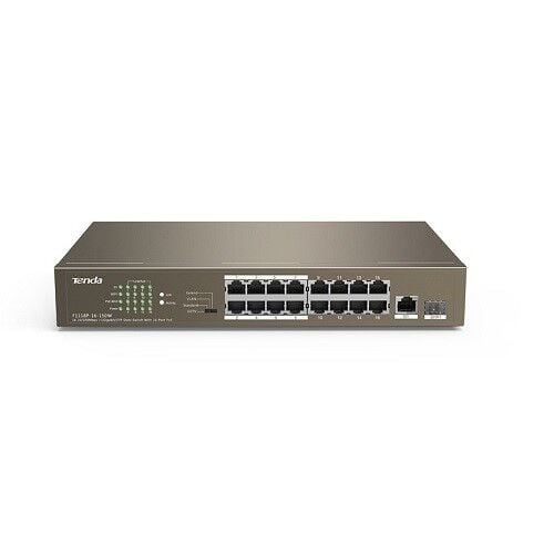 TENDA 16port PoE 150w 10/100 1-SFP Yönetilemez Switch TEF1118P-16-150W
